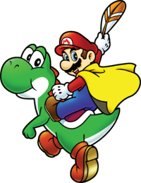 Caped Mario on Yoshi SMA2.png